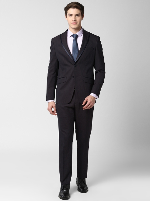 

Peter England Men Black Self Design Single-Breasted Slim Fit Suit