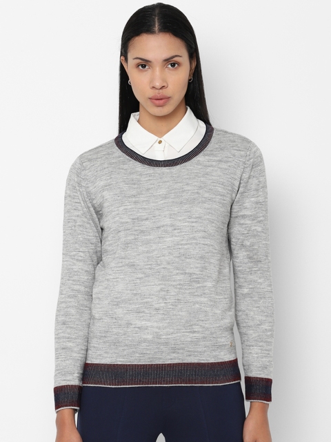 

Allen Solly Woman Grey Melange Solid Pullover Sweater