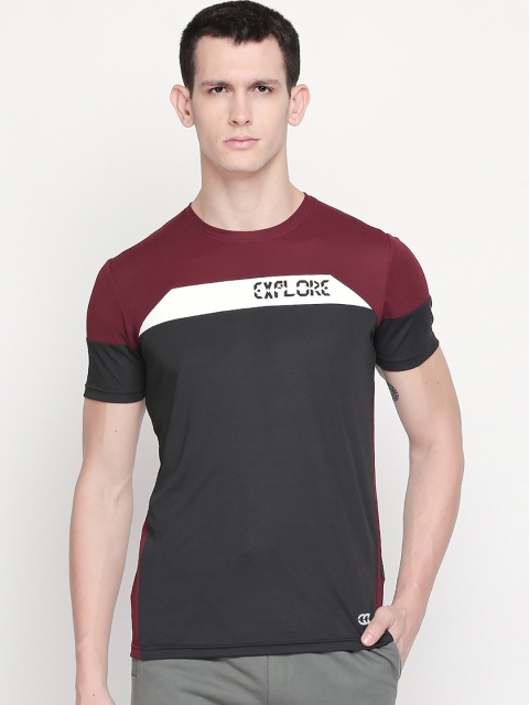 

Ajile by Pantaloons Men Red & Navy Blue Colourblocked Round Neck T-shirt