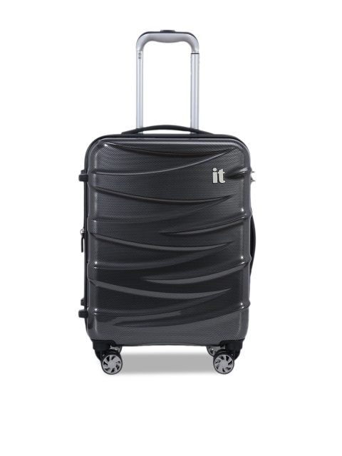 

IT luggage Black Textured Tidal Hard-Sided Cabin Trolley Suitcase