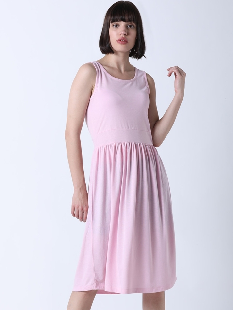 

Huetrap Women Pink Solid Fit and Flare Dress