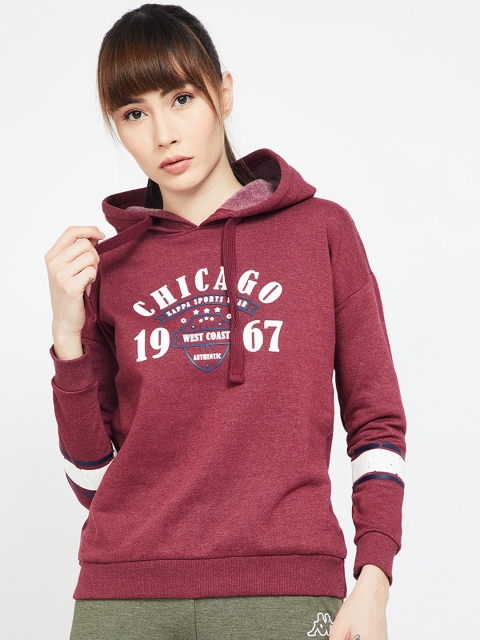 

Kappa Women Maroon Printed Hooded Sweatshirt