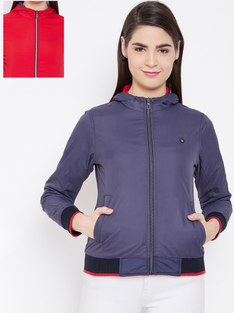 

Okane Women Red & Blue Reversible Bomber Jacket