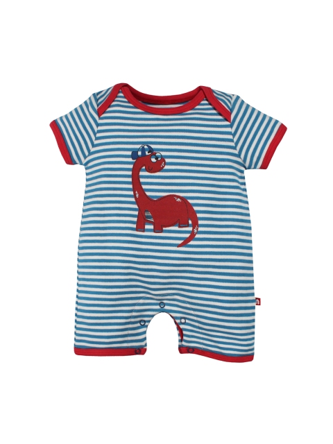 

Nino Bambino Infants Blue & Red Striped Organic Cotton Rompers