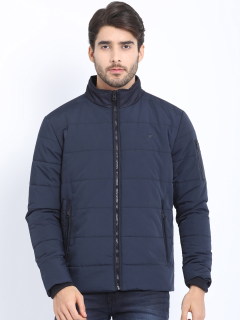 

t-base Men Navy Blue Solid Lightweight Puffer Jacket