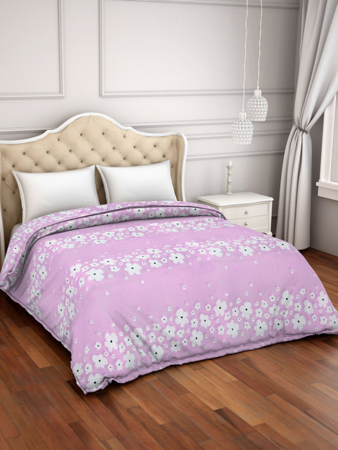 

Welspun Pink & Off-White Floral AC Room 110 GSM Double Bed Reversible Dohar