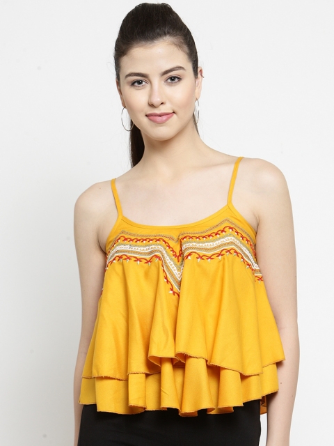 

Everlush Women Yellow Embellished A-Line Top
