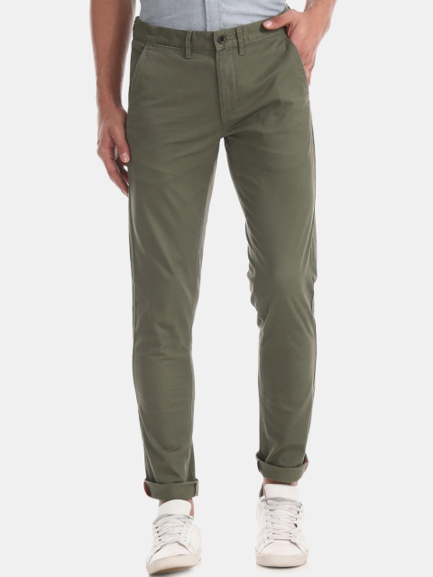 

Arrow Sport Men Olive Green Slim Fit Solid Regular Trousers