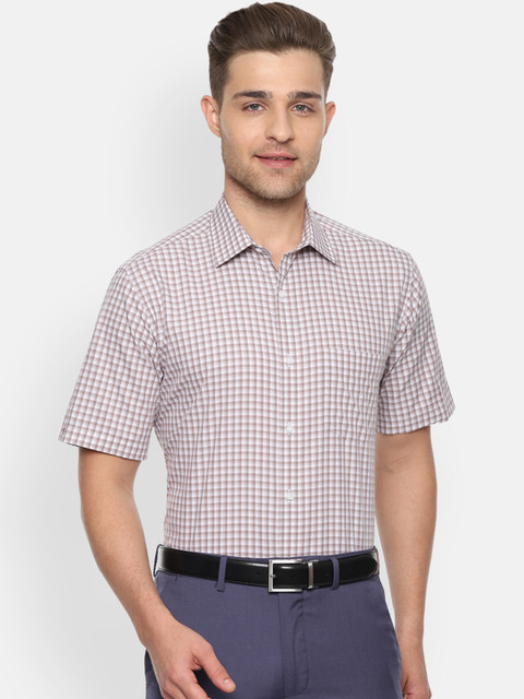 

Van Heusen Men Brown & Off-White Regular Fit Checked Formal Shirt