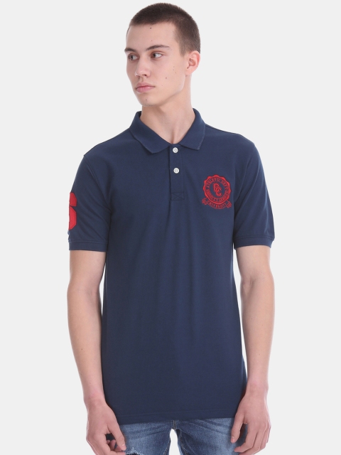 

Colt Men Navy Blue Solid Polo Collar T-shirt