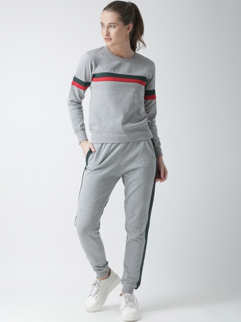 

GRIFFEL Women Grey & Red Striped Tracksuit