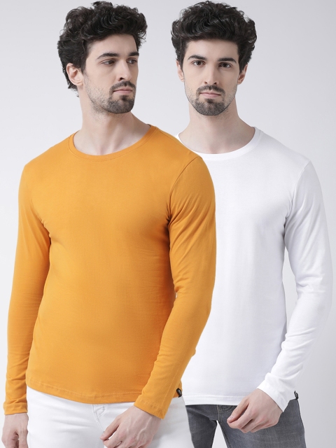 

Friskers Men Pack Of 2 Solid Round Neck T-shirt, White