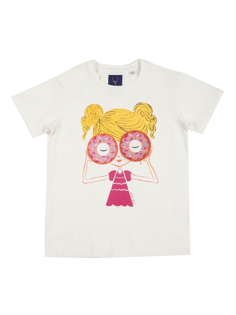 

Allen Solly Junior Girls White Printed Round Neck T-shirt