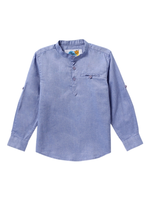 

Cub McPaws Boys Blue Regular Fit Solid Casual Shirt