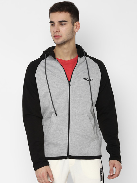 

SKULT by Shahid Kapoor Men Grey Solid Hooded Sweatshirt