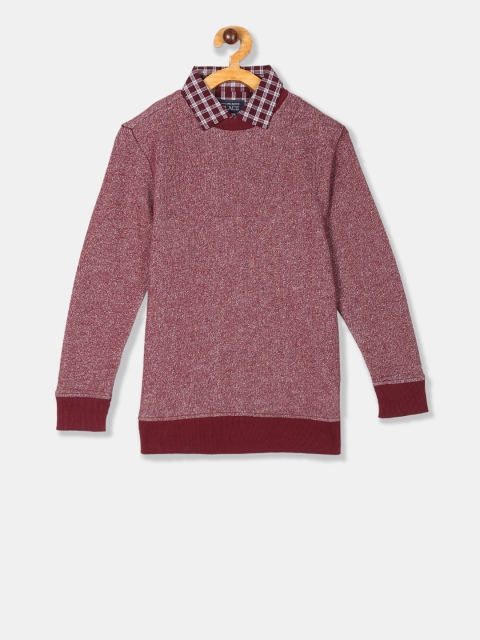 

The Childrens Place Boys Maroon Solid Polo Collar T-shirt
