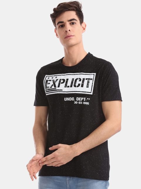 

Colt Men Black Printed Round Neck Pure Cotton T-shirt