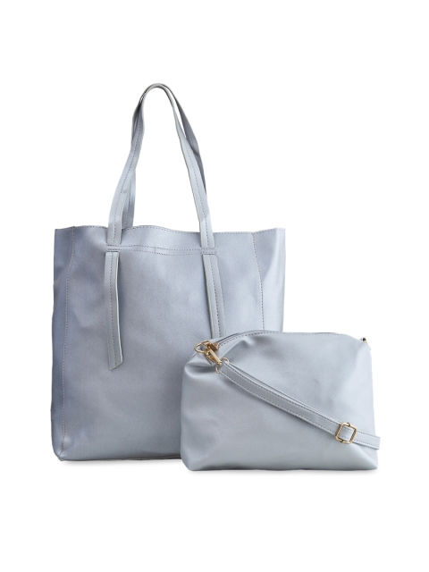 

LEGAL BRIBE Silver-Toned Solid Handheld Bag