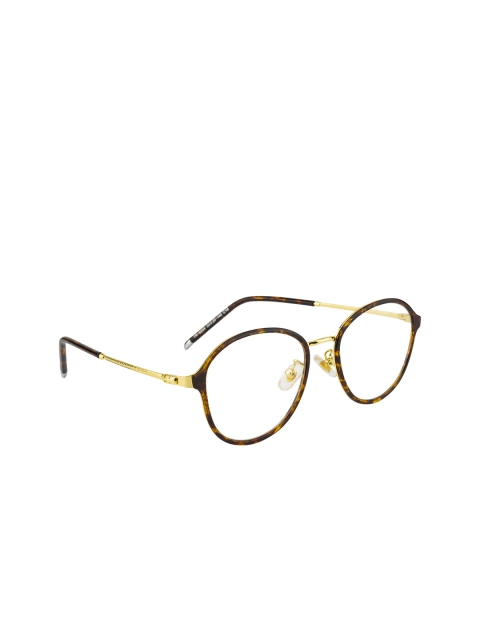 

Ted Smith Unisex Brown & Gold-Toned Tortoise Shell Full Rim Oval Frames