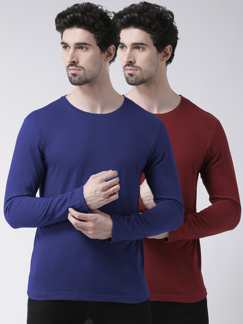 

Friskers Men Blue Solid Round Neck T-shirt