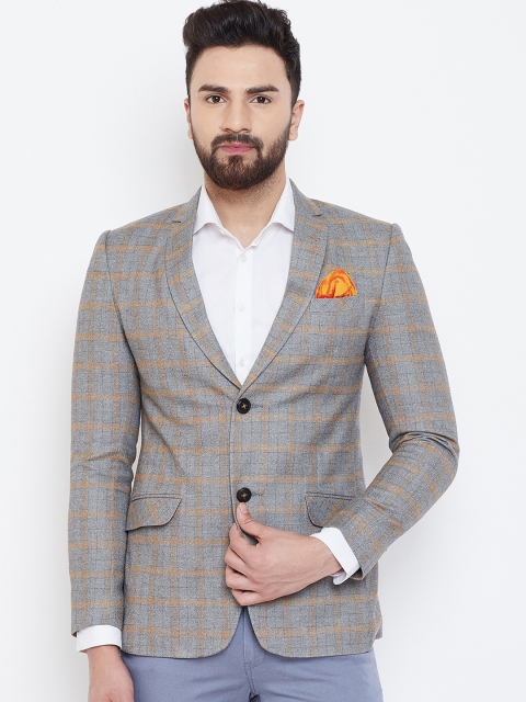 

Spirit Men Grey & Brown Checked Single-Breasted Blazer