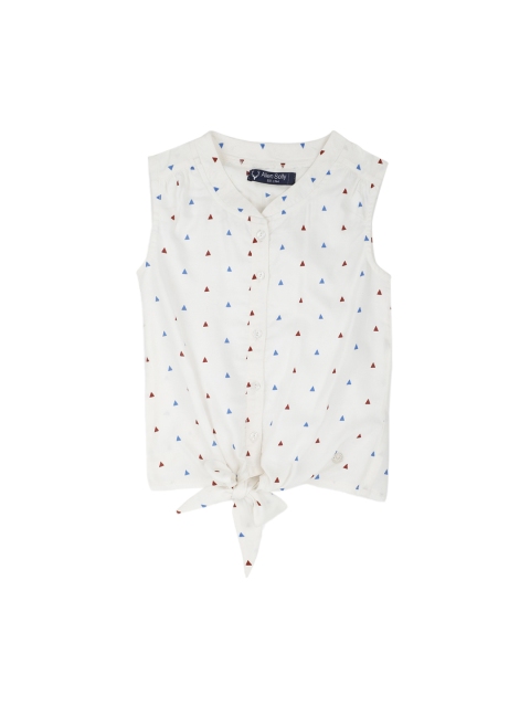 

Allen Solly Junior Girls White Printed Shirt Style Top