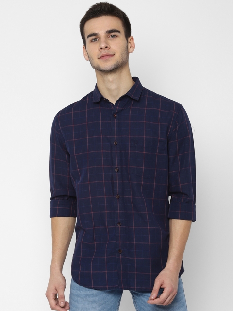 

Allen Solly Men Navy Blue & Red Slim Fit Checked Casual Shirt