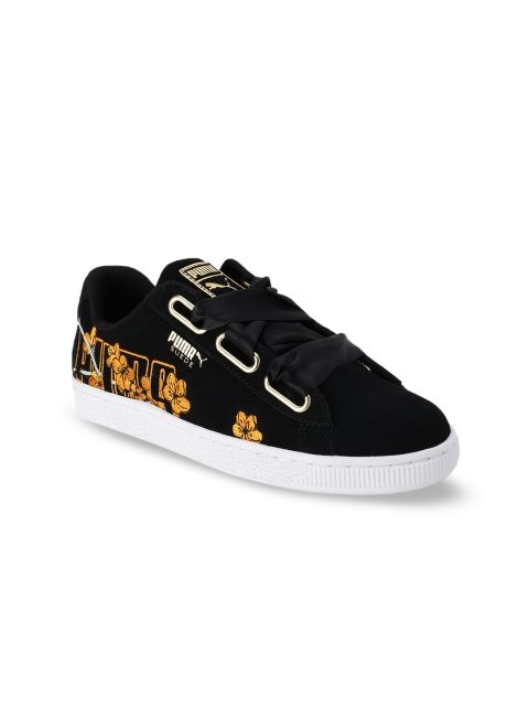 

Puma Women Black Suede Heart Floral Sneakers