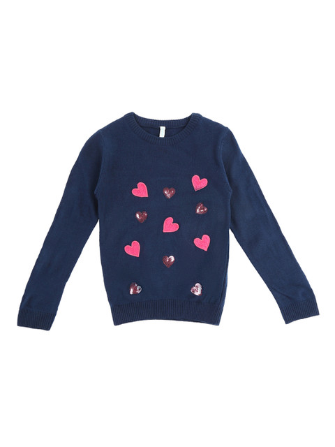 

Pantaloons Junior Girls Navy Blue Printed Pullover Sweater