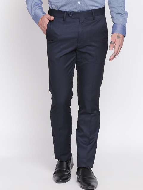 

RICHARD PARKER by Pantaloons Men Navy Blue Slim Fit Solid Formal Trousers