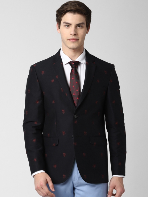 

Peter England Men Black Printed Single-Breasted Slim Fit Blazer