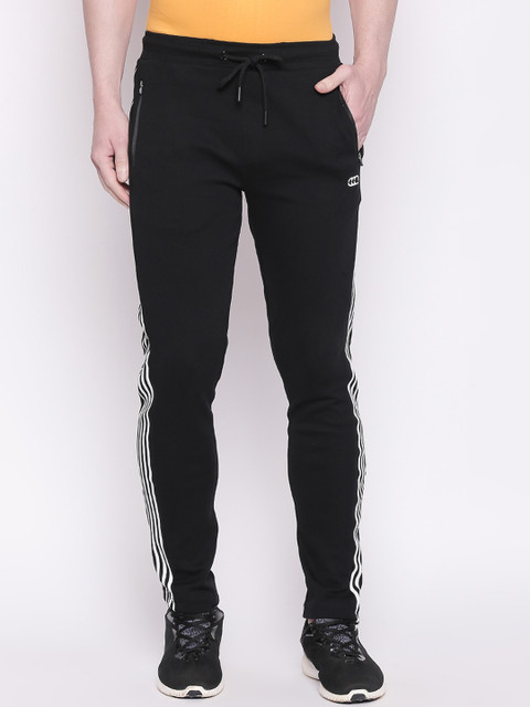 

Ajile by Pantaloons Men Black & White Solid Pure Cotton Slim-Fit Track Pants