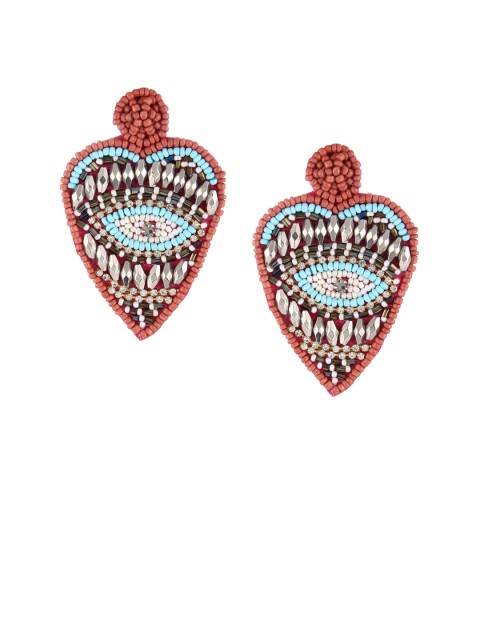 

Adwitiya Collection Red & Blue Contemporary Drop Earrings