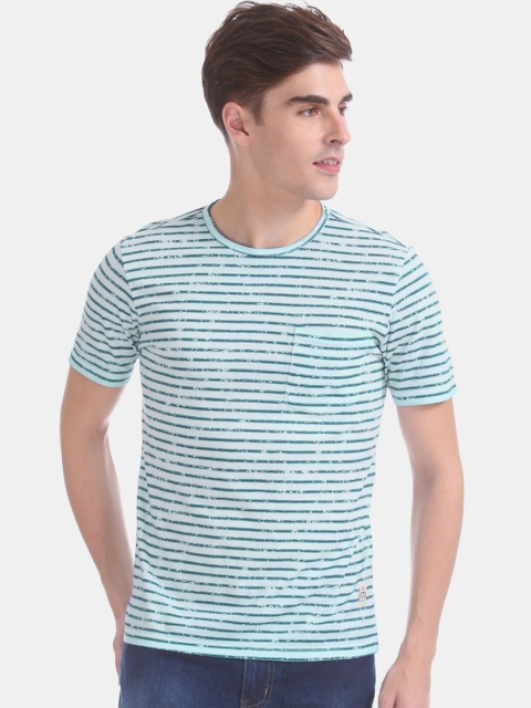 

Cherokee Men Blue & Green Striped Round Neck T-shirt