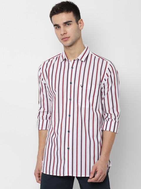 

Allen Solly Men White & Red Slim Fit Striped Casual Shirt
