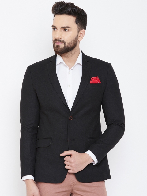 

Spirit Men Black Solid Single-Breasted Tailored Fit Blazer