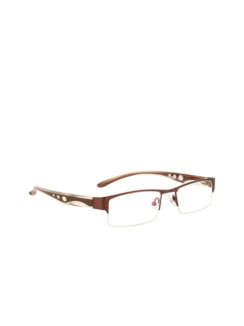 

Gold Berg Unisex Brown & Beige Colourblocked Half Rim Rectangle Frames