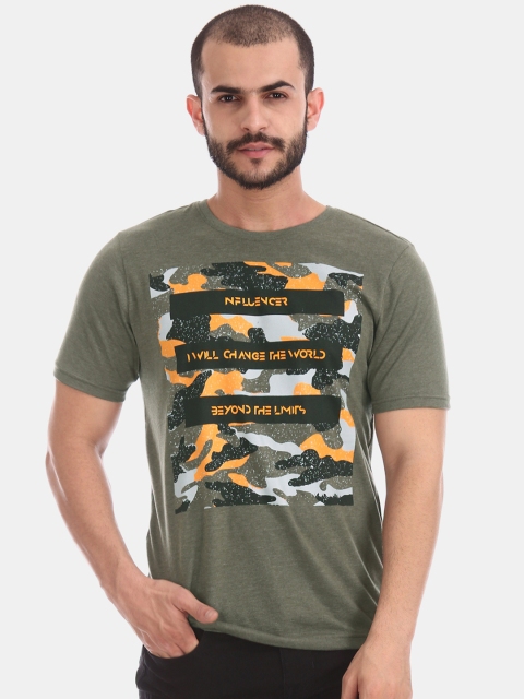 

Colt Men Green Printed Round Neck T-shirt