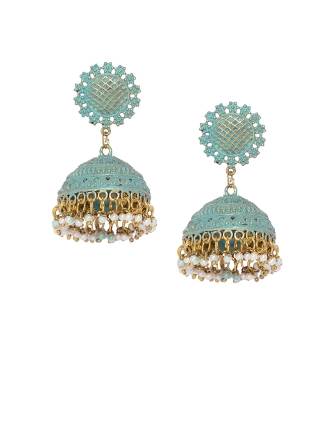

DIVA WALK Gold-Plated & Turquoise Blue Dome Shaped Jhumkas