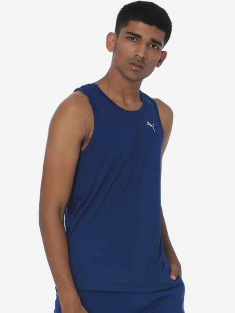 

one8 x PUMA Men Blue Self Design Round Neck VK Active Tank Gibraltar Sea Sports T-shirt