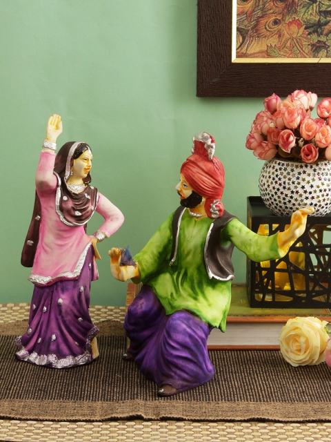 

TIED RIBBONS Set Of 2 Brown & Violet Punjabi Bhangra Cultural Figurine Showpieces