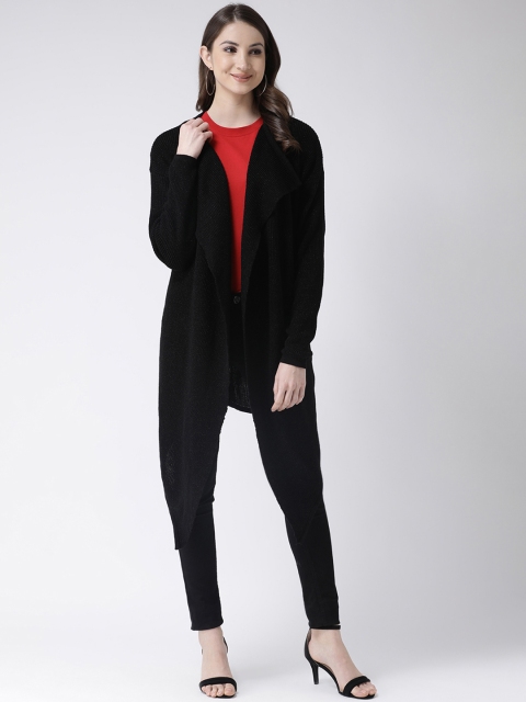 

Club York Women Black Self Design Open Front Shrug