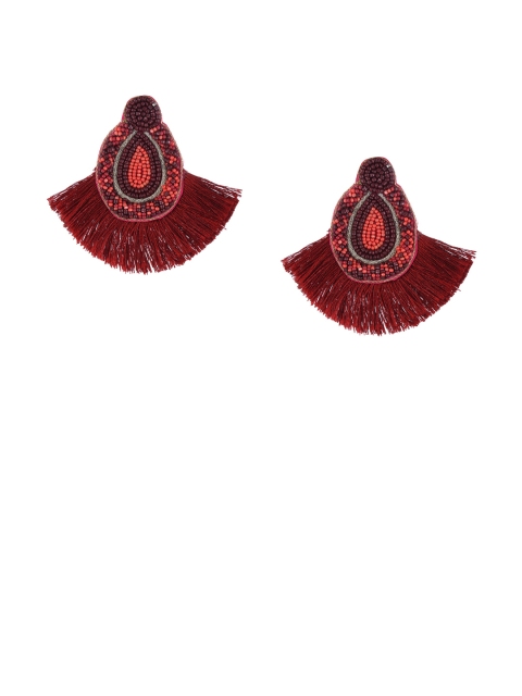

Adwitiya Collection Red Crescent Shaped Drop Earrings