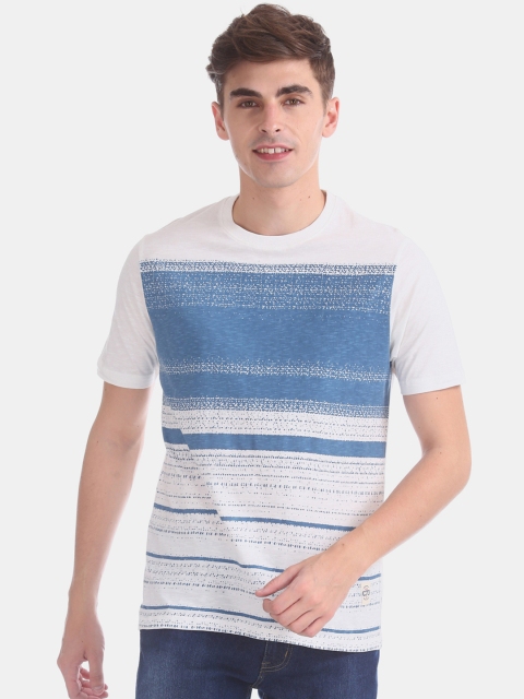 

Cherokee Men White & Blue Printed Round Neck T-shirt
