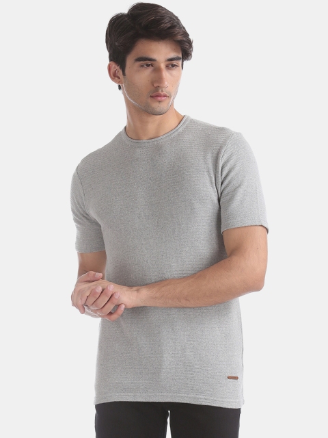 

Cherokee Men Grey Self Design Round Neck T-shirt