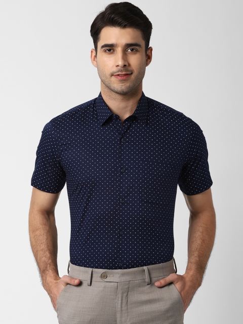 

Peter England Men Navy Blue Slim Fit Printed Formal Shirt