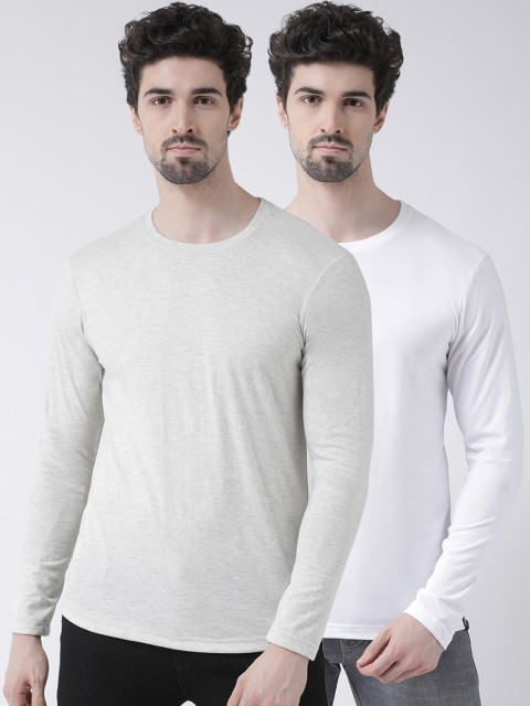 

Friskers Men White Self Design Round Neck T-shirt