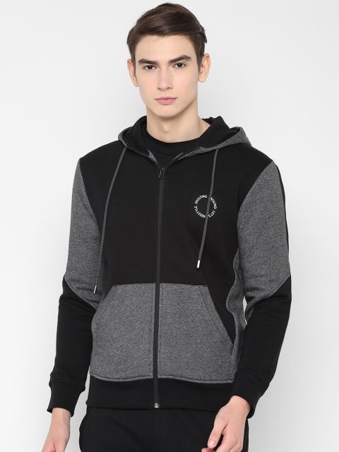 

SKULT by Shahid Kapoor Men Black & Grey Solid Hooded Sweatshirt