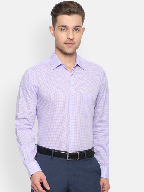 

Van Heusen Men Purple & White Regular Fit Checked Formal Shirt