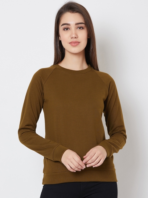 

Nun Women Olive Brown Solid Sweatshirt